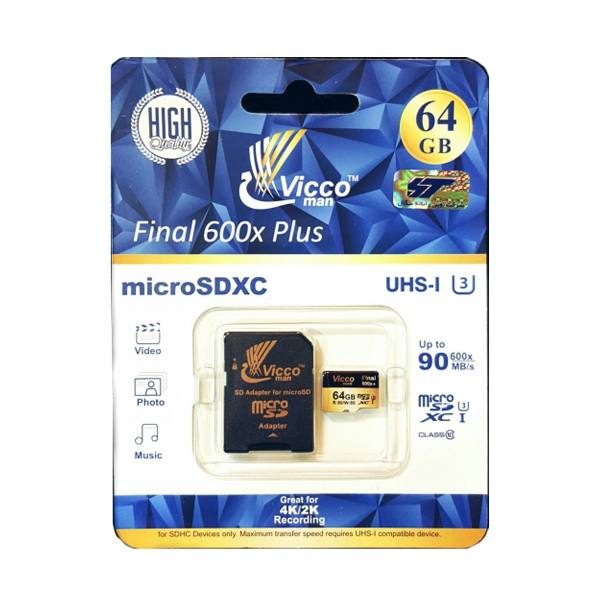 کارت حافظه microSDXC ویکو USH-I U3 همراه با آداپتور SD ظرفیت 64 گیگابایت