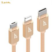 کابل تبدیل USB به Micro-B و Lightning و Type-c هوکو X2