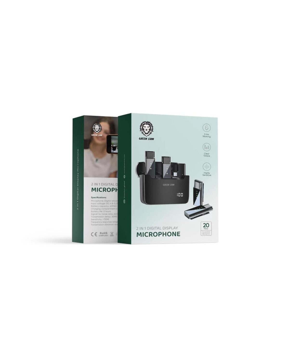میکروفون بی سیم گرین لاین Type-C مدل 2in 1 Digital Display