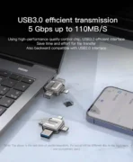 مبدل OTG و فلش مموری 4 پورت یسیدو مدل FL15 USB 3.0 ظرفیت 128 گیگابایت