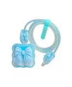 کاور شفاف فانتزی آداپتور 20W آیفونی با محافظ کابل طرح پاپیونی