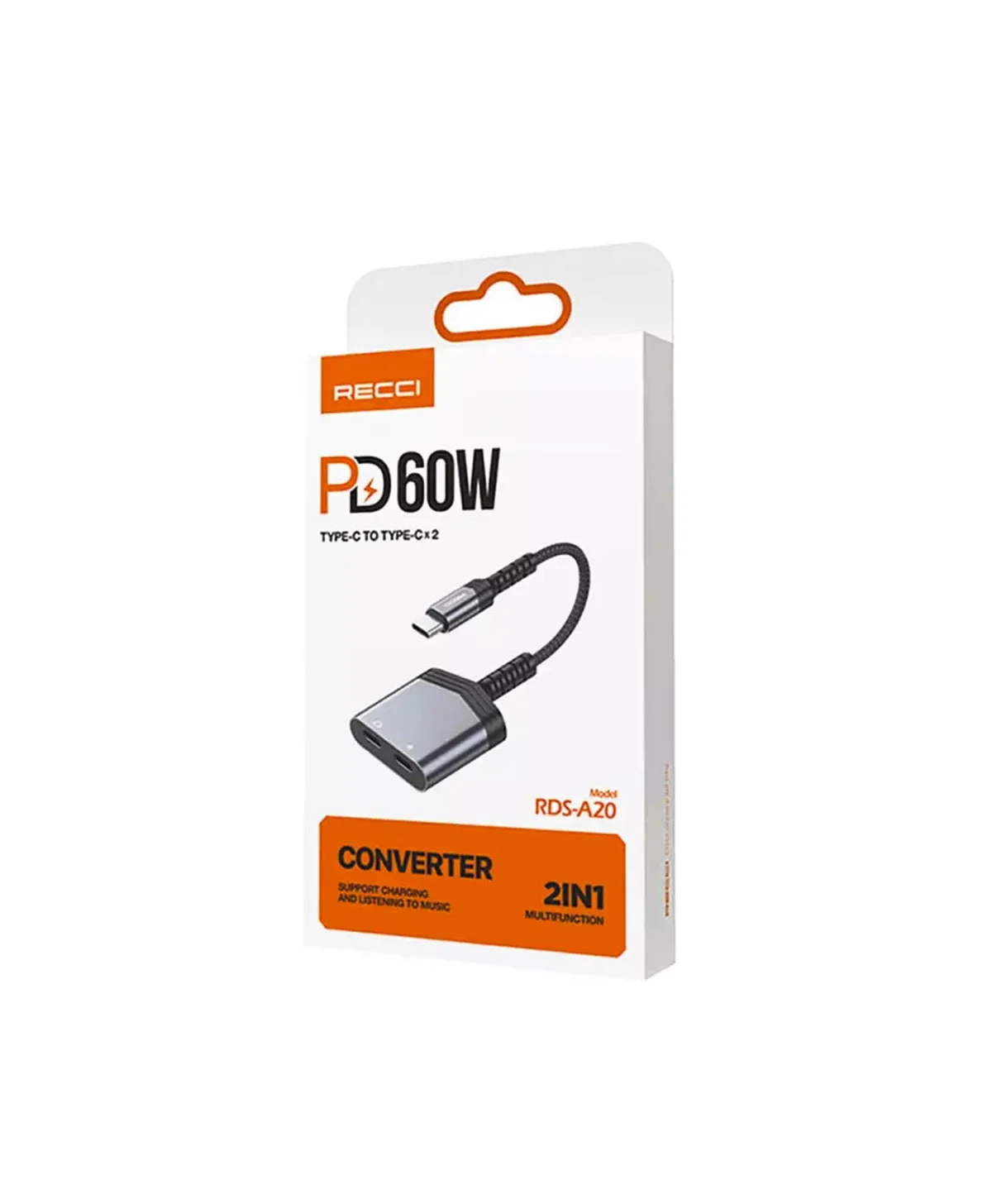 مبدل 1 به 2 Type-C رسی 60W مدل RDS-A20
