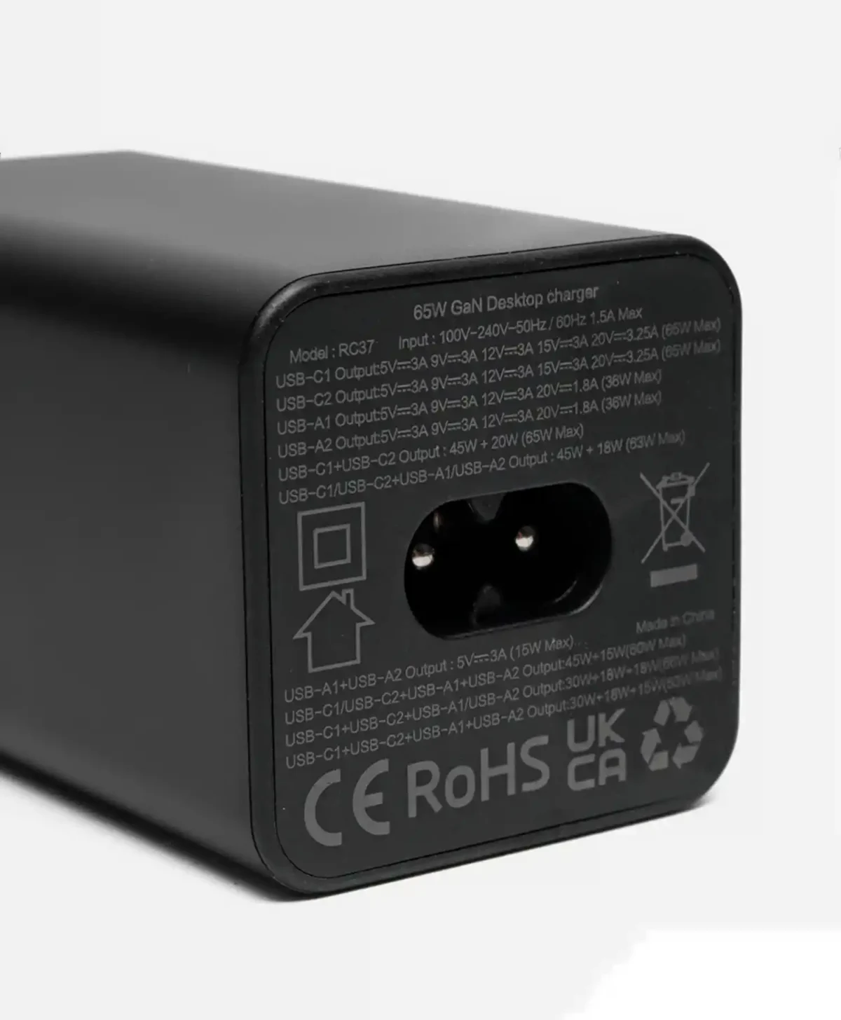 شارژر رومیزی 4 پورت فست شارژ رسی مدل RC37 60W