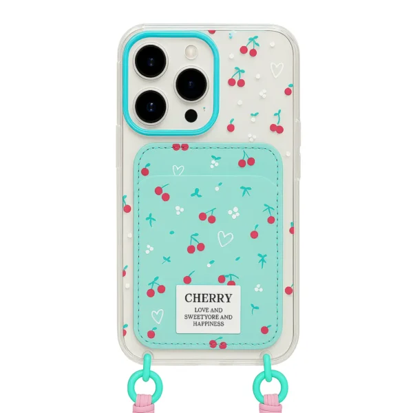 قاب شفاف جاکارتی دار طرح آلبالو گوشی آیفون Iphone 16 pro