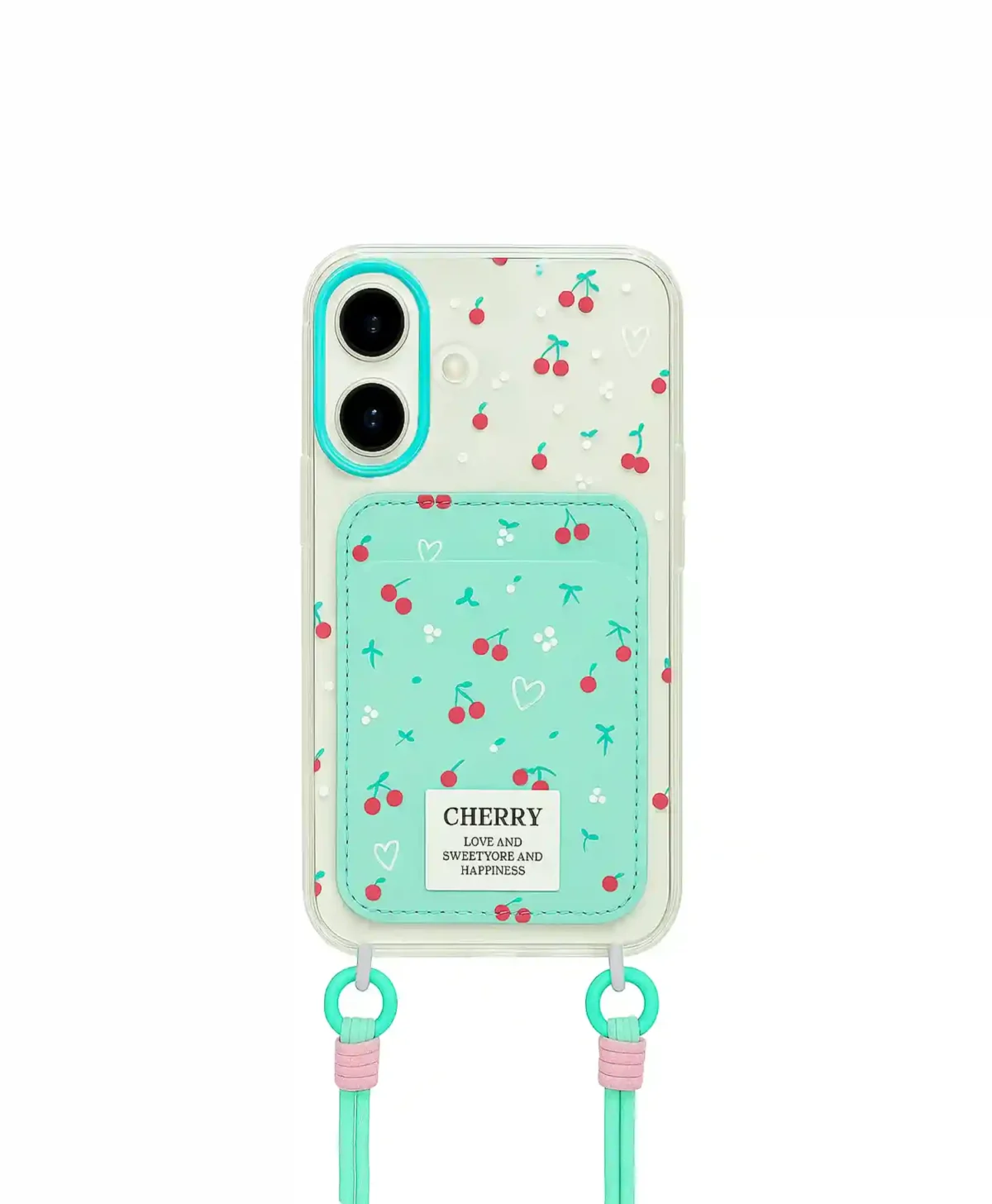 قاب شفاف جاکارتی دار طرح آلبالو گوشی آیفون Iphone 16