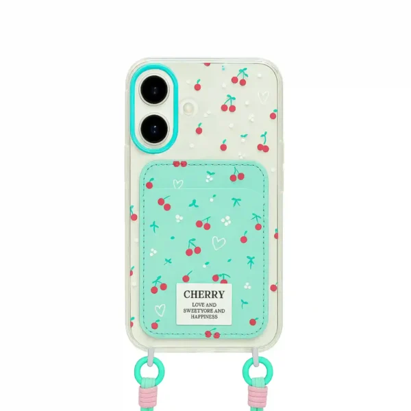 قاب شفاف جاکارتی دار طرح آلبالو گوشی آیفون Iphone 16