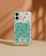 قاب شفاف جاکارتی دار طرح آلبالو گوشی آیفون Iphone 16