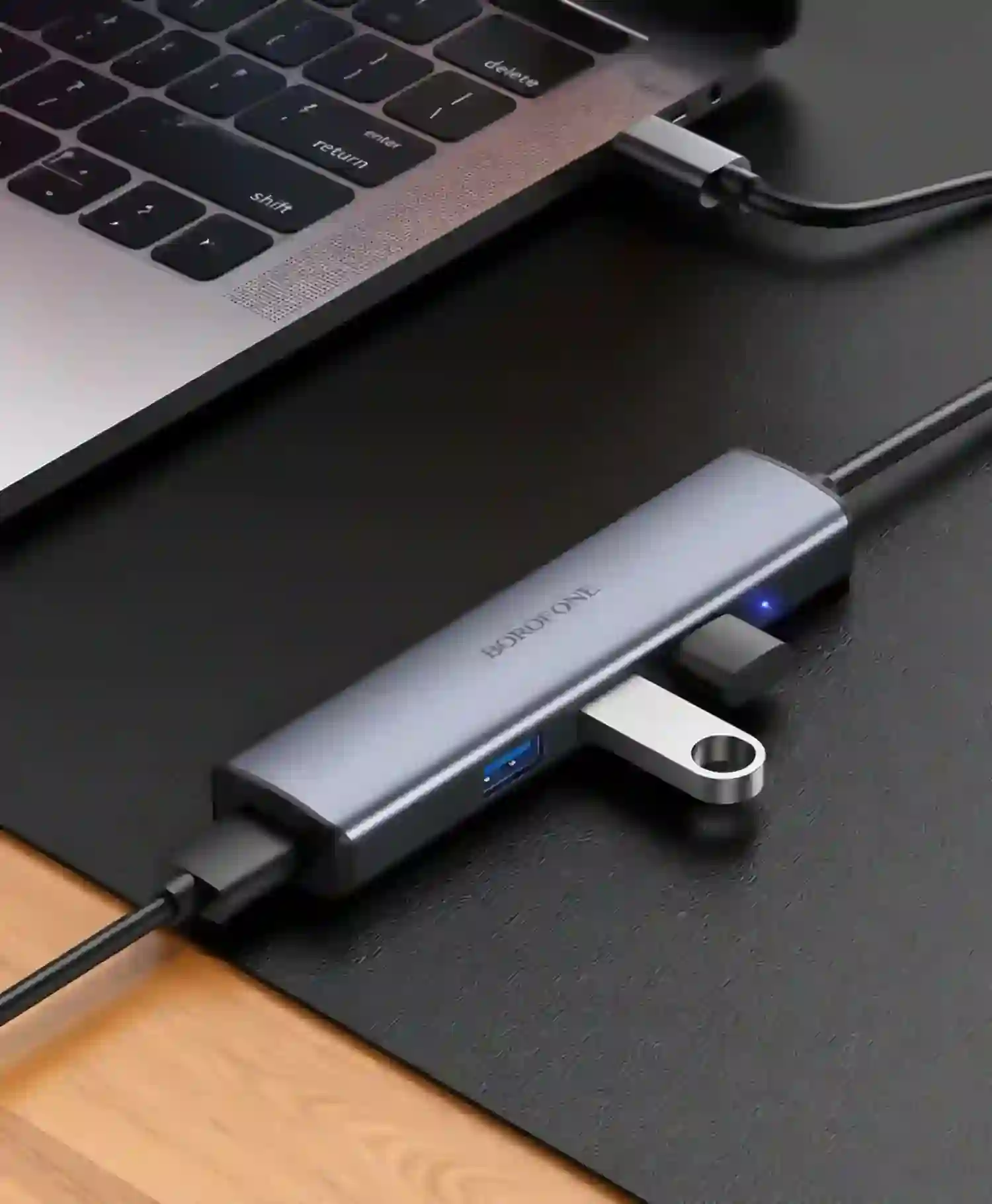 هاب 4 پورت USB 3.0 بروفونType-C مدل DH12