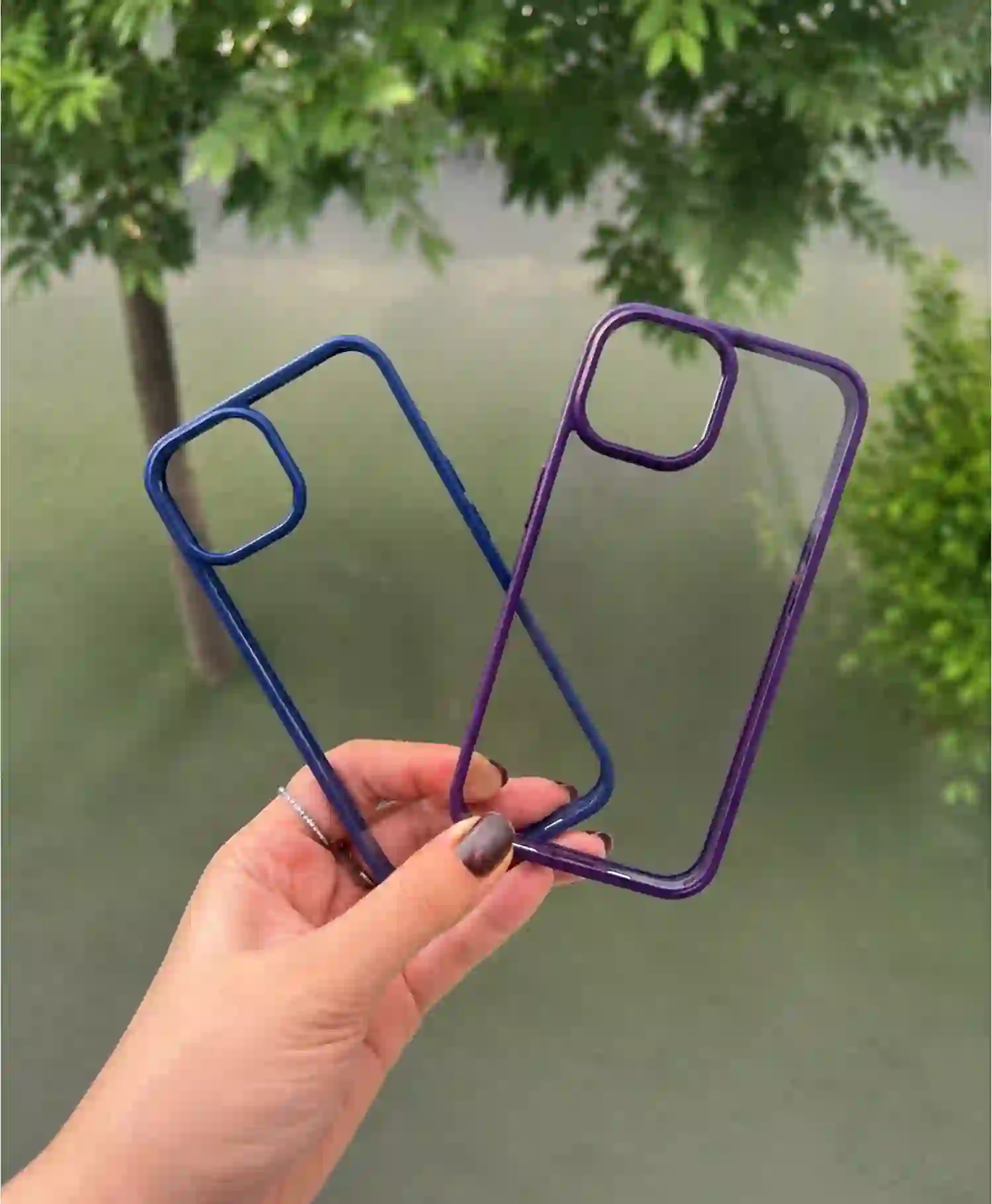 قاب اسپیگن شفاف دور رنگ گوشی موبایل Iphone 13